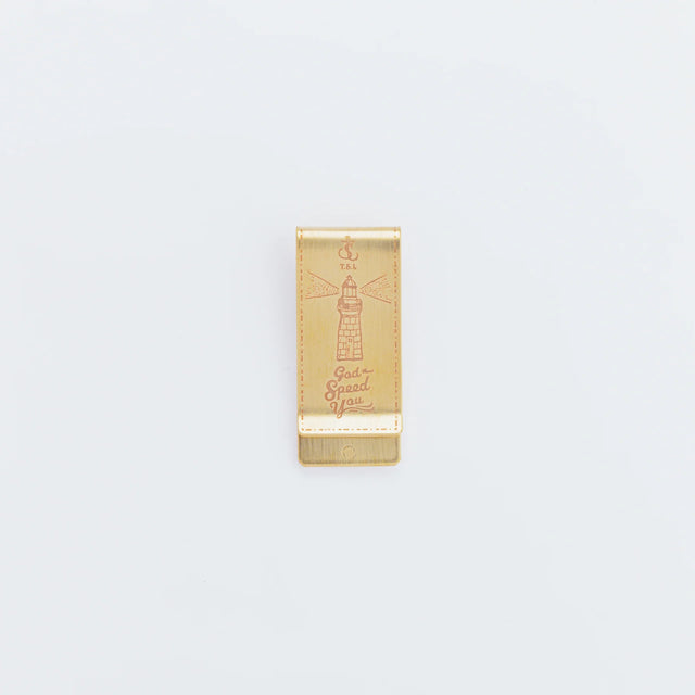 A brass money clip, handcrafted one by one with care.

Not only for holding bills—it’s also useful for keeping documents together with a notebook or planner.

Engraved with the message “God Speed You” and a lighthouse motif, wishing safe travels ahead.

Size: Approx. W2.3 x H5.3cm

As you use it, the brass will develop a natural patina over time—enjoy the changing character that comes with age.

Color: The color you see on your screen may differ from the actual product.

Brass Products

Due to the nature of