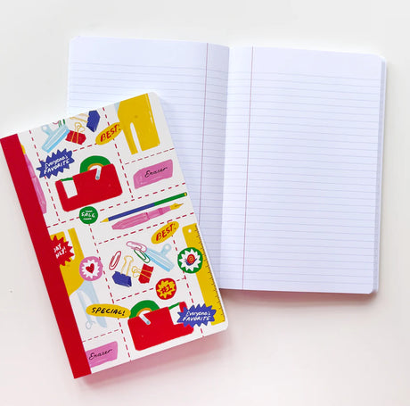 Stationery Store Day 2026

Composition style notebook with tape-binding.&nbsp;


50 college rule inner pages.
Rounded corners
Artwork property of Karen Schipper