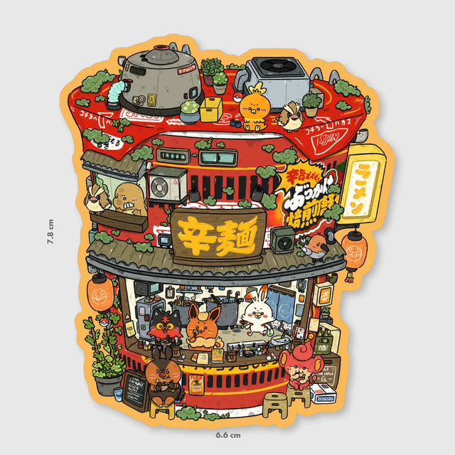 Die cut stickers are roughly 3x3" and are laminated with a Matte finish.

Waterproof
Dishwasher safe
Weatherproof
Vinyl
