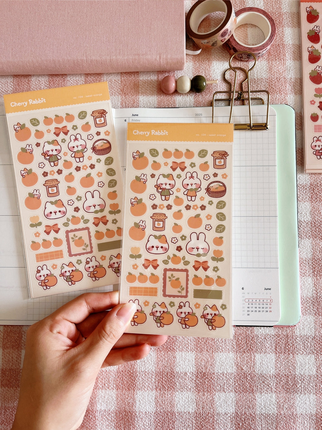 Cherry Rabbit Sweet Orange Sticker Sheet