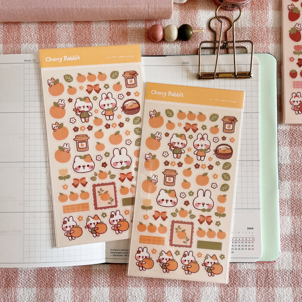 Cherry Rabbit Sweet Orange Sticker Sheet – Little Craft Place