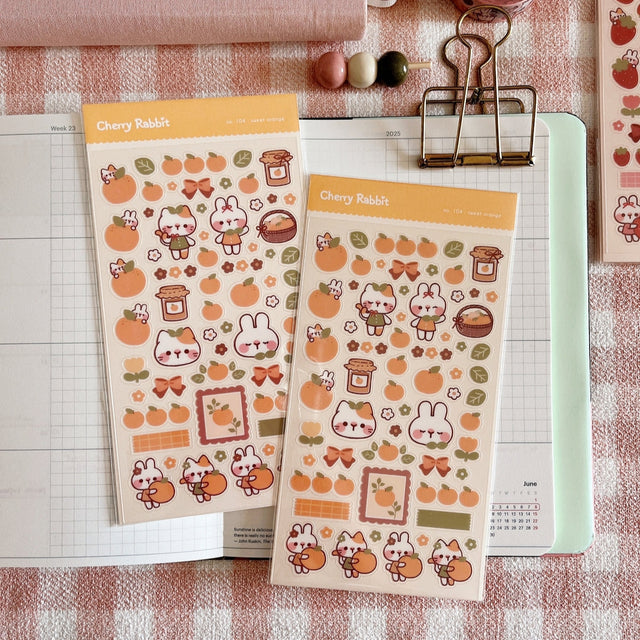 Cherry Rabbit Sweet Orange Sticker Sheet