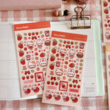 Cherry Rabbit Sweet Strawberry Sticker Sheet
