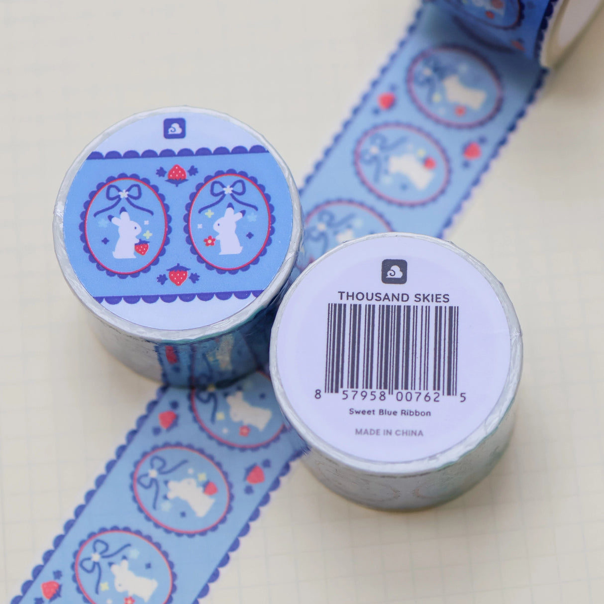 Sweet Blue Ribbon Washi Tape

Full color washi tape
Width: 30mm or 1.2 in
Length: 5m or 16 ft
Designed in San Jose, California
©Thousandskies
