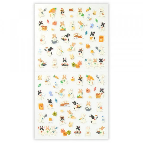 This sticker has a translucent and matte texture that blends in with the notebook.
It can be separated with perforations and carried as much as necessary.
I drew three rabbit brothers who enjoy making and eating sweets.
Recommended for those who like café visits and sweets.


1 Sheet included
165× 90mm
Transparent seal