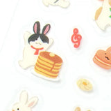 This sticker has a translucent and matte texture that blends in with the notebook.
It can be separated with perforations and carried as much as necessary.
I drew three rabbit brothers who enjoy making and eating sweets.
Recommended for those who like café visits and sweets.


1 Sheet included
165× 90mm
Transparent seal