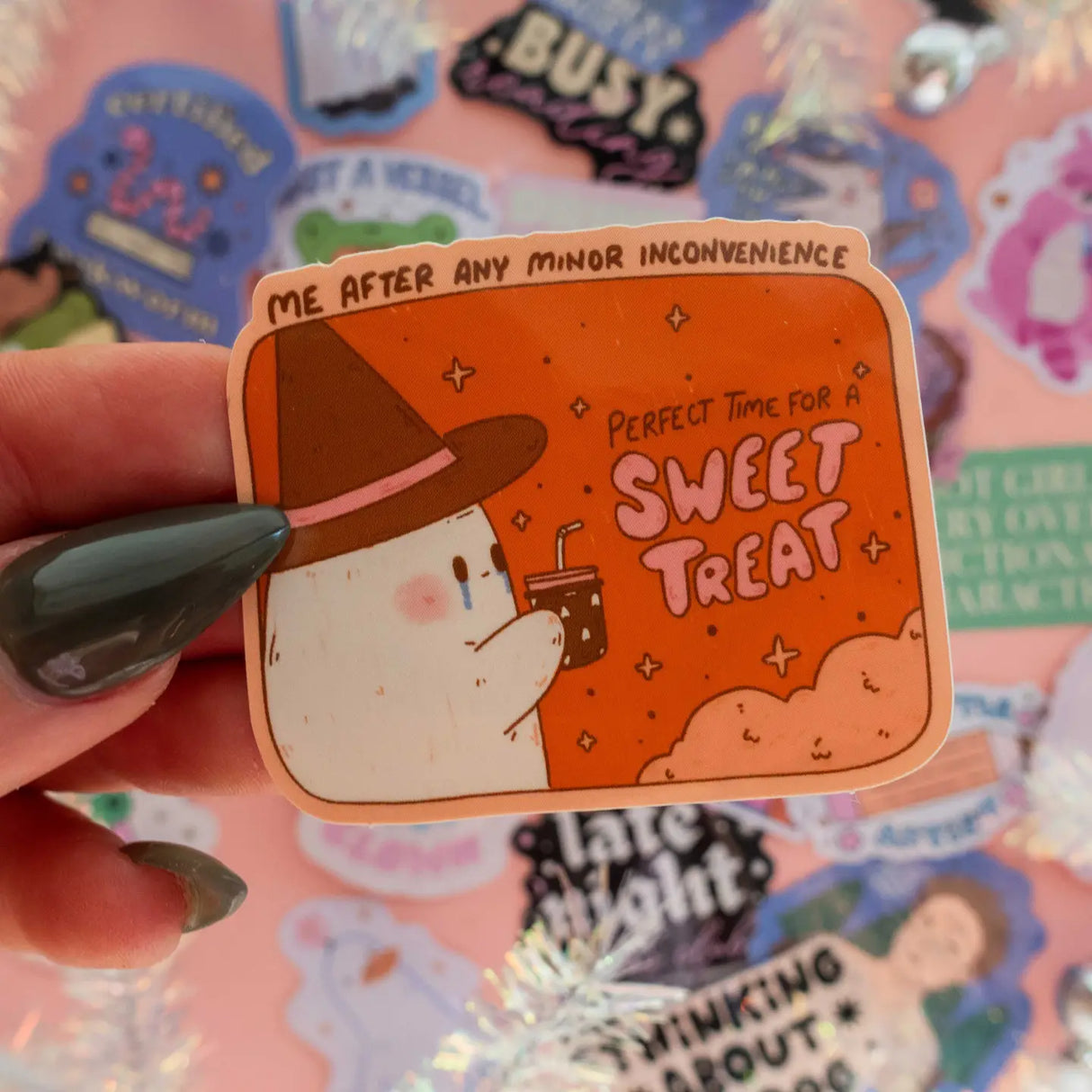 Sometimes (all the time) you deserve a sweet treat. The sticker is made of high-quality vinyl and is weatherproof, so it can be used on any surface.

2.5inch Waterproof Sticker