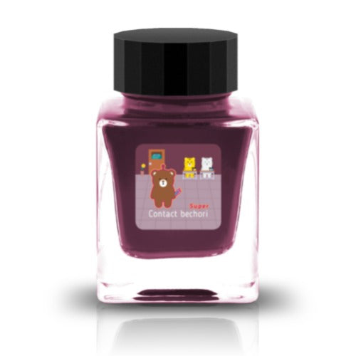 The Three-Year Anniversary Contact Collection features rich, vibrant colors with a smooth writing experience and fascinating characteristics such as shimmer and scent. The “Super” inks contain iridescent shimmer particles that shift color with the light, while the scented inks add a sensory twist to your writing. Please note that scented inks may feather when a large amount is applied—using fountain pen–friendly paper is recommended for the best results.