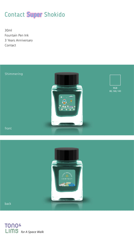 To celebrate Tono &amp; Lims’ third anniversary, this special collection pays tribute to the many friends, artists, and stationery professionals across Japan who have collaborated with the brand. Each ink in the series is named after one of these creative partners—ranging from glass pen makers like LUC to calligraphers like bechori—inviting you to join Tono &amp; Lims in a whimsical world of imagination and artistry.&nbsp;In this anniversary universe, some artists are represented by two unique ink colors: 