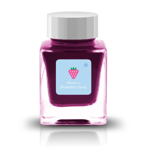 Inspired by the cool delight of shaved ice on a hot summer day, this series captures the sparkle and sweetness of your favorite treats.&nbsp;Soft Ice and Flake Ice embody the glistening texture of ice itself—clear bases filled with holographic and silver shimmer. The remaining nine inks take their cue from beloved flavors like strawberry, melon, and Ramune, bursting with vivid, cheerful color. Bright, refreshing, and full of life, these inks are sure to bring a splash of summer joy to your writing.

30ml