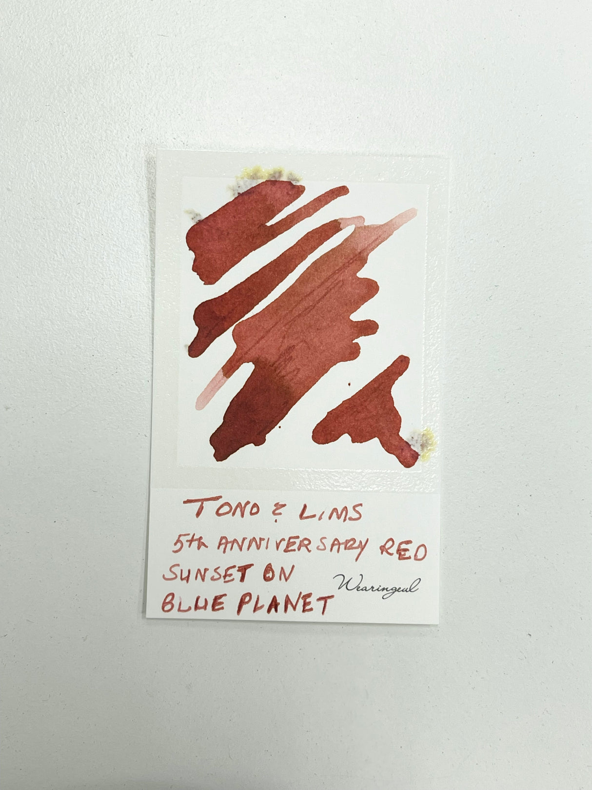 Ink swatch for TONO & LIMS 5th Anniversary Red Sunset on Blue Planet Ink