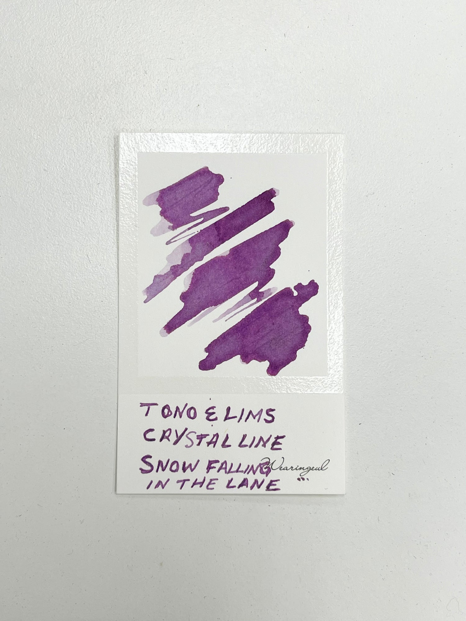 Ink swatch for TONO & LIMS Crystal Line Respect Collection Snow Falling in the Lane Ink (Glass Pen Only)