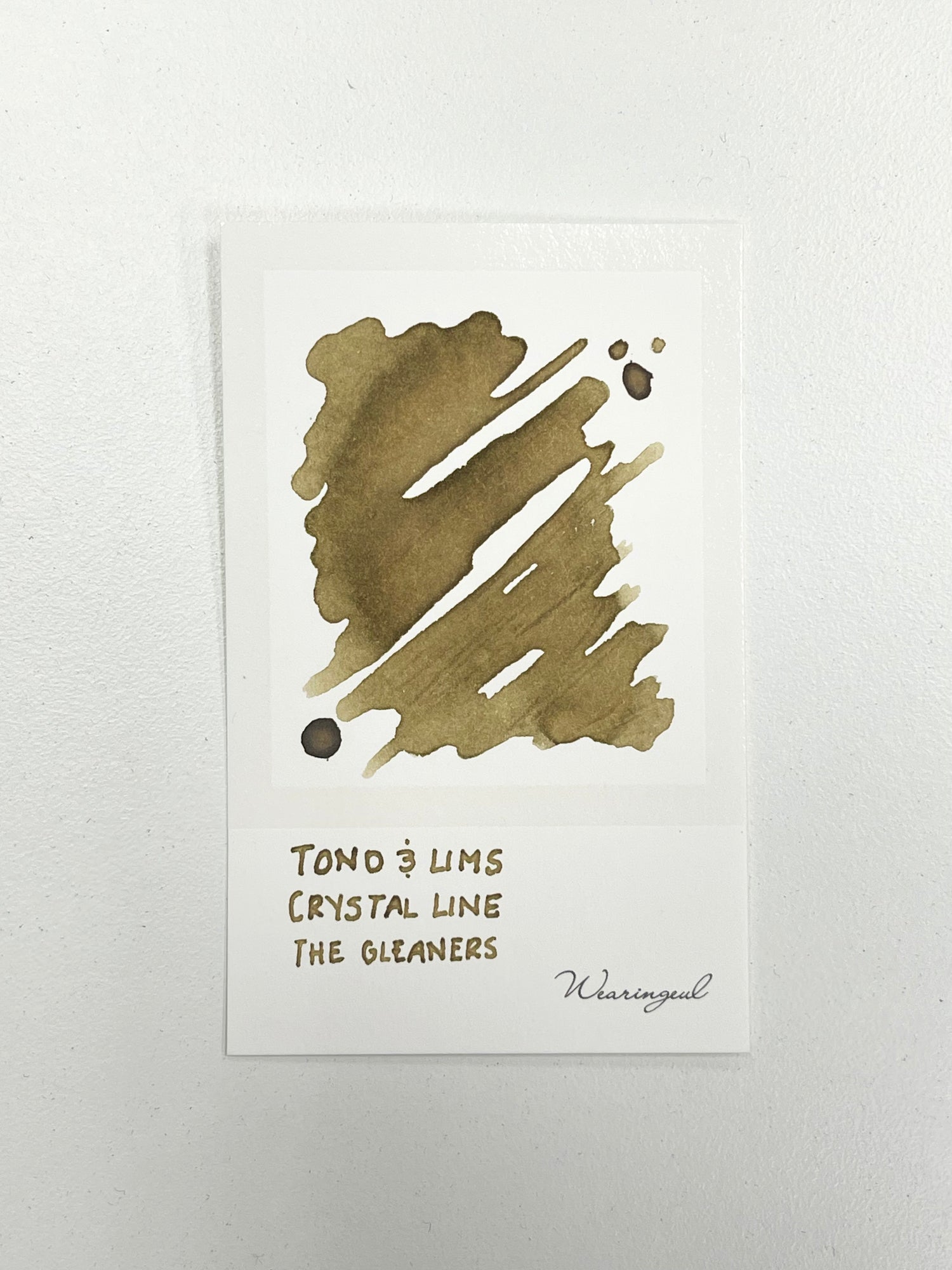 Ink swatch for TONO & LIMS Crystal Line Respect Collection The Gleaners Ink (Glass Pen Only)