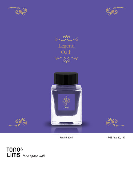 TONO &amp; LIMS Legend&nbsp;

Oath Ink

Tono &amp; Lims Legend Fountain Pen Ink Collection where the inks are designed to stand out with their unique sheen. This collection displays rich color, expressive depth, and a finish that shifts beautifully on the page, making every stroke feel special&nbsp;

30ml
