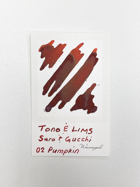 Ink swatch for TONO & LIMS Sura & Gucchi ぐっちの思い出 02 Pumpkin Ink