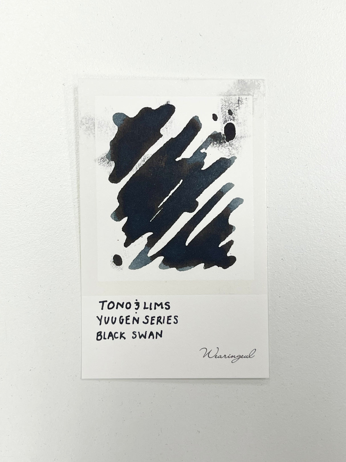 Ink swatch for TONO & LIMS Yuugen Series Black Swan Ink