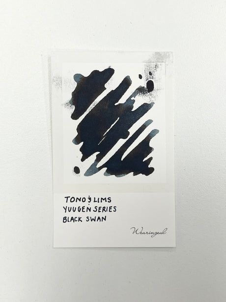 Ink swatch for TONO & LIMS Yuugen Series Black Swan Ink