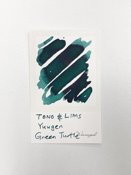 Ink swatch for TONO & LIMS Yuugen Series Green Turtle Ink