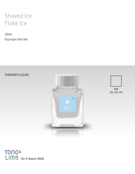 Inspired by the cool delight of shaved ice on a hot summer day, this series captures the sparkle and sweetness of your favorite treats.&nbsp;Soft Ice and Flake Ice embody the glistening texture of ice itself—clear bases filled with holographic and silver shimmer. The remaining nine inks take their cue from beloved flavors like strawberry, melon, and Ramune, bursting with vivid, cheerful color. Bright, refreshing, and full of life, these inks are sure to bring a splash of summer joy to your writing.