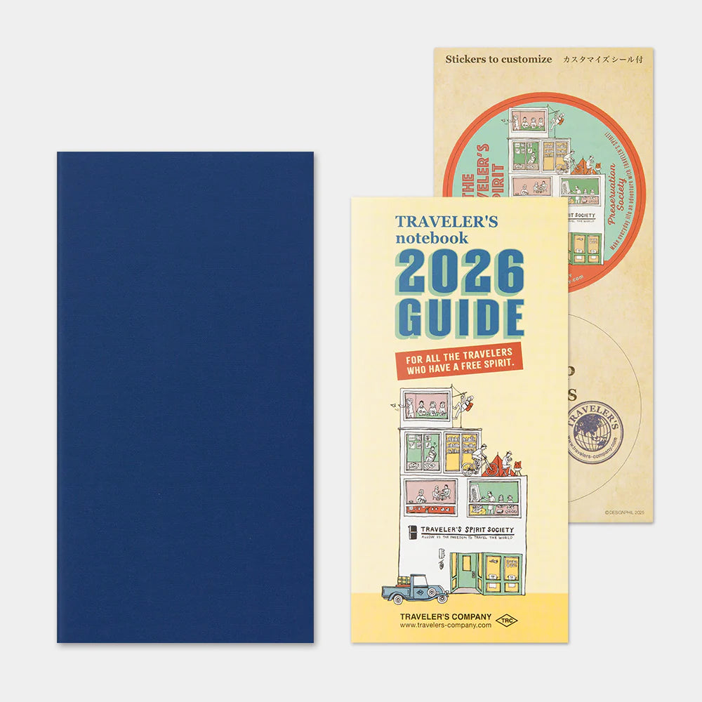 This is the 2026 DIARY Weekly and Memo for TRAVELER’S notebook. It includes a weekly Diary layout with plenty of memo space on each page. On the left side, you have a section where you can write your plans and schedule in the horizontal weekly layout. On the right side, a full page of grid memo section can be used to take notes, add extra writing, or create fun drawings or doodles. This notebook includes dated pages for the second half of 2026: the months of July through December.

MD paper is used for this