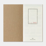 This is the 2026 DIARY Weekly Vertical for TRAVELER’S notebook. The Vertical Diary layout utilizes a daily timeline that allows you to keep track of schedules on an hourly basis. A blank note section expands across the bottom of the layout for extra writing space. On the right edge, you can refer to other months of the year related to the page. This notebook includes dated pages for the second half of 2026: the months of July through December.

MD paper is used for this notebook so you can enjoy an excellen