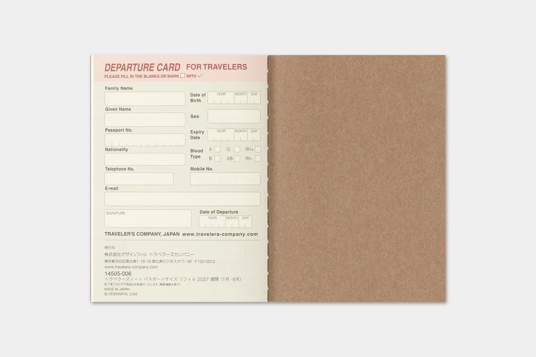 TRAVELER'S notebook 2027 Weekly Diary (Passport Size)

Welcome the upcoming year in high spirits with TRAVELER'S notebook 2027 Diary lineup where each notebook becomes unique by adding your personal flare!