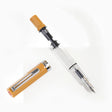 TWSBI ECO Bahama Yellow fountain pen uncapped, showing stainless steel nib.