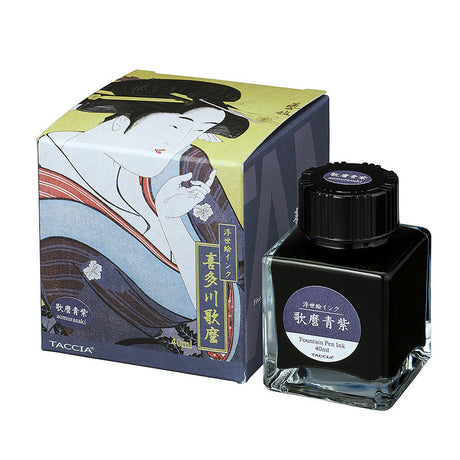 Our product Ukiyo-e ink reproduce these colors and will expand your enjoyment of drawing with fountain pens. The 4 colors each are released as Hokusai, Sharaku, Hiroshige and Utamaro collection.
All inks are made of safe raw materials and all colors were supervised by the color consultant in Japan. These ink collections were also produced by the stationery expert and manufactured by our factory.