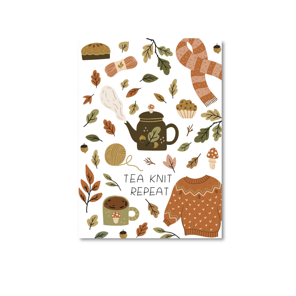 Tea Knit Repeat Postcard