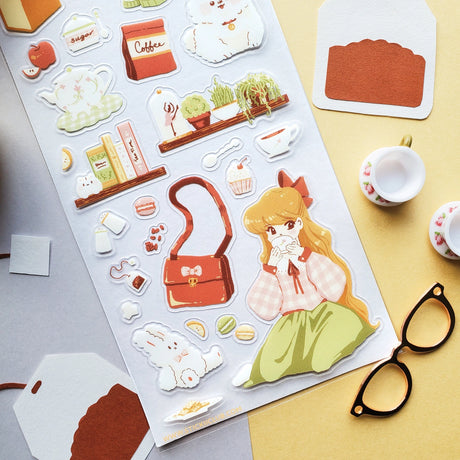 ☕🎀 Set the kettle on and settle in for the sweetest tea time daydream. This pastel-perfect sticker sheet is filled with gentle tea breaks, clinking cups, sugar-dusted treats, and all the little comforts that make staying in feel special. From quiet sips and happy snacks to fluffy pups keeping you company and bows tucked into every cozy corner, each sticker captures that warm, unhurried feeling of tea time when the world softens, the tea stays hot, and everything feels just right.

Art by: Aanchal