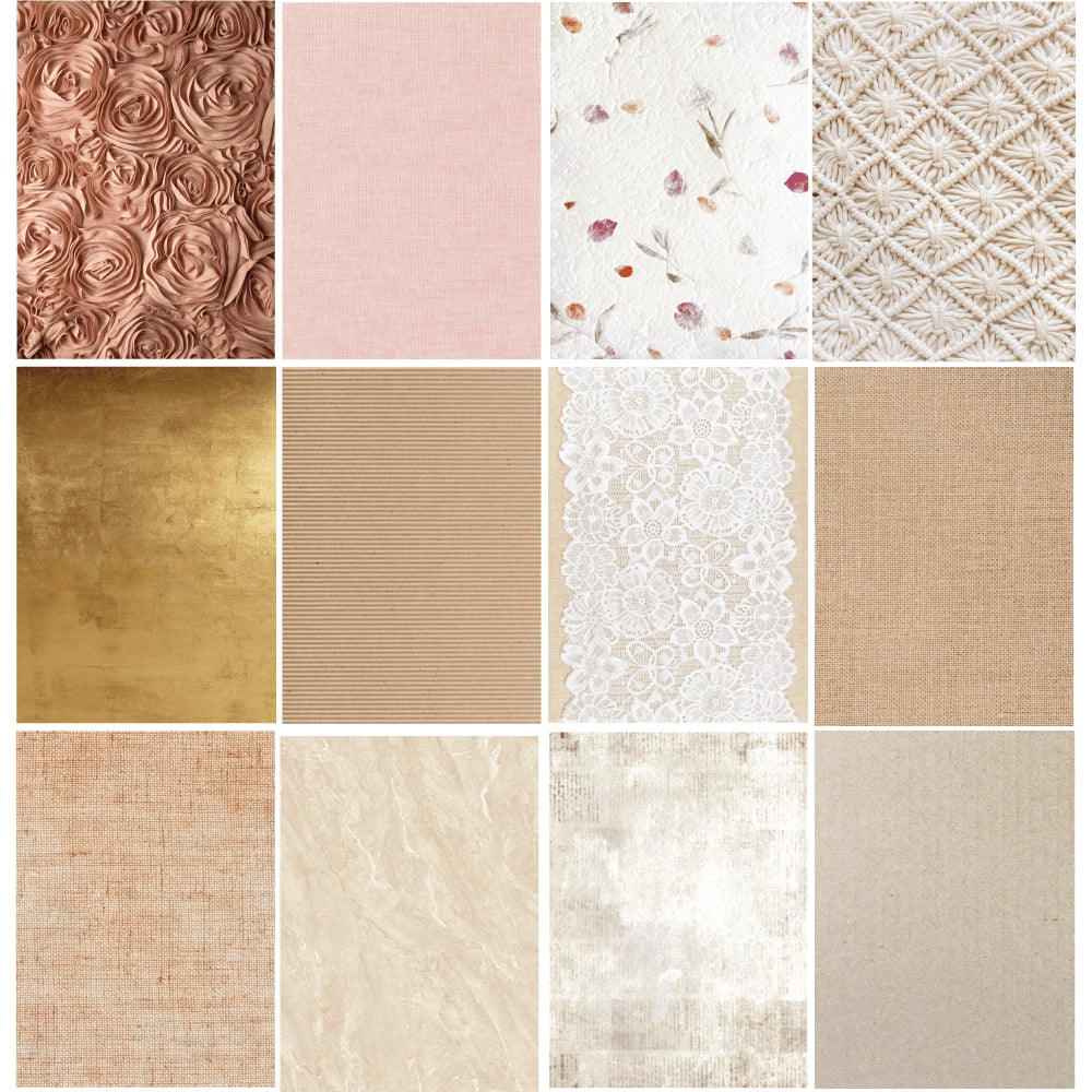Add a charming vintage vibe to your cards and paper crafts with our exclusive 6"x8.5" cardstock pads! Featuring delicate lace, textiles, and stunning vintage gold and marble designs, this paper pad brings a touch of glamour to any project. It includes 24 double-sided sheets with 24 coordinating patterns, all printed on smooth satin finish 65# cover cardstock for a rich, luxurious feel. Acid and lignin-free for lasting quality. Made with love in the USA!