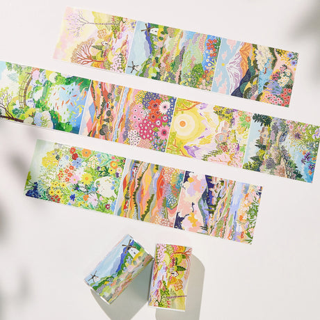 Turn your journal pages into a moving art gallery with the Spring Canvas tape. True to its name, this wide tape features exquisite, hand-painted watercolor artwork that captures the fluid beauty of nature in bloom.