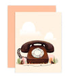 This card features a&nbsp;brown rotary telephone with little bears on either side on pink background

Single card includes 1 folded card + 1 matching envelope
Blank inside

Dimensions: 4.25 x 5.5 inch
Designed and illustrated by Aggie Cheung for The Little Red House