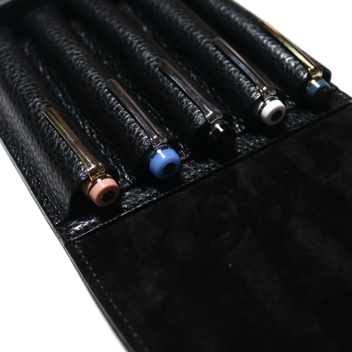This case for fountain pens can hold five pens individually.

Lined with pig suede for a luxurious look and feel, your precious pens will be well protected and carried.

The buttons are original, made of solid brass and stamped with T.S.L.

SIZE :&nbsp;L13cm × H15cm


COLOR : Camel / Brown&nbsp;/ Black


MATERIAL :&nbsp;Cow leather

Leather Products:

The leather used in this product is natural leather.
We do not use scratches that lead to tears or rips, but we use scratches and wrinkles that are originally