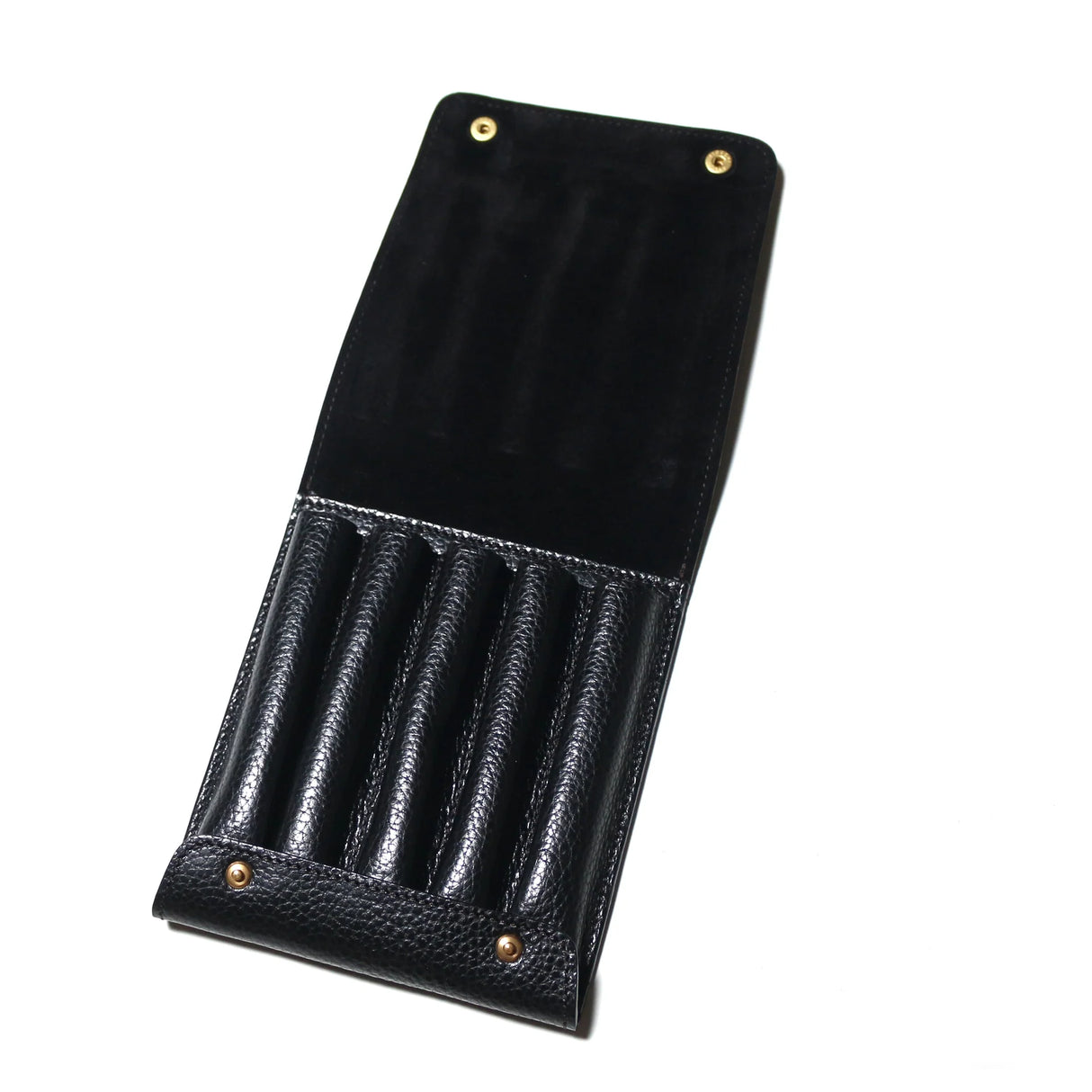 This case for fountain pens can hold five pens individually.

Lined with pig suede for a luxurious look and feel, your precious pens will be well protected and carried.

The buttons are original, made of solid brass and stamped with T.S.L.

SIZE :&nbsp;L13cm × H15cm


COLOR : Camel / Brown&nbsp;/ Black


MATERIAL :&nbsp;Cow leather

Leather Products:

The leather used in this product is natural leather.
We do not use scratches that lead to tears or rips, but we use scratches and wrinkles that are originally