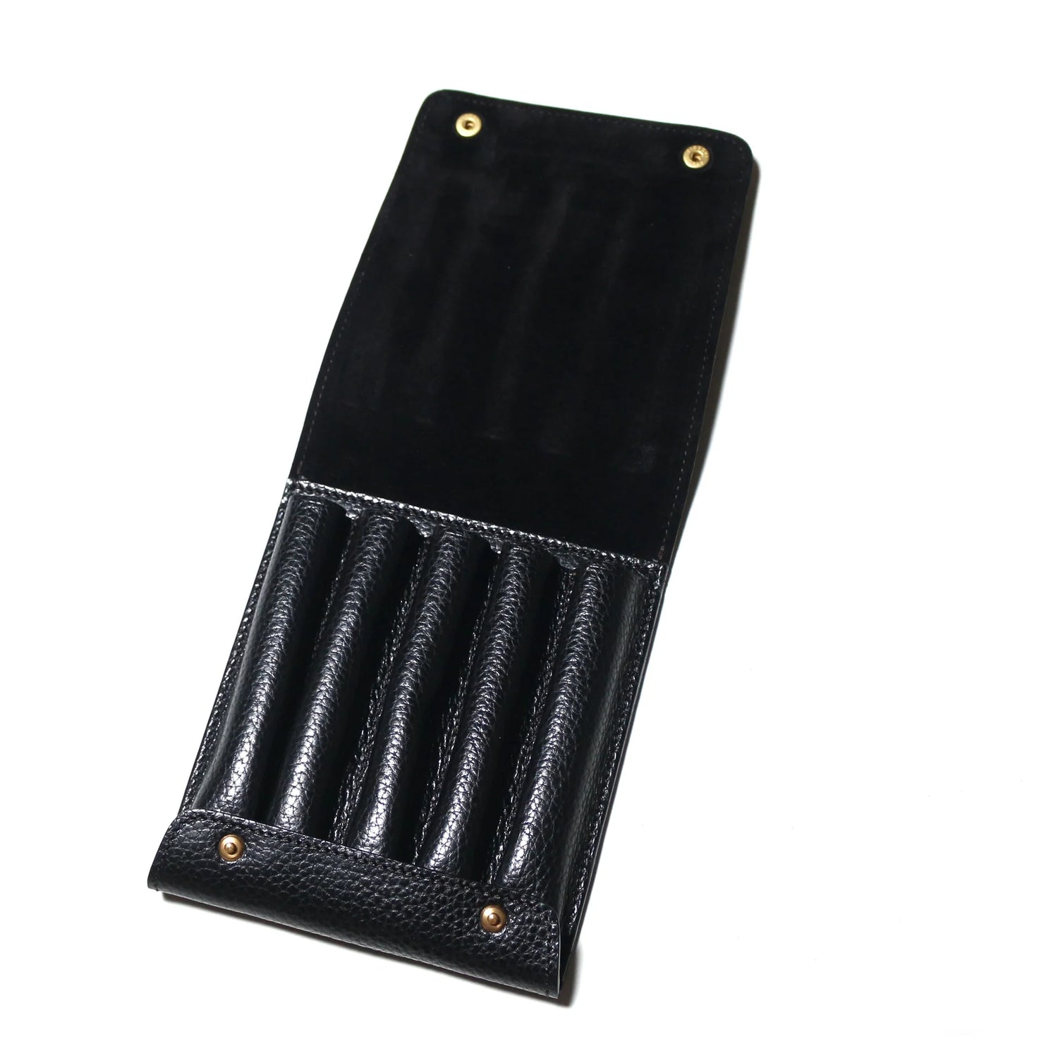 This case for fountain pens can hold five pens individually.

Lined with pig suede for a luxurious look and feel, your precious pens will be well protected and carried.

The buttons are original, made of solid brass and stamped with T.S.L.

SIZE :&nbsp;L13cm × H15cm


COLOR : Camel / Brown&nbsp;/ Black


MATERIAL :&nbsp;Cow leather

Leather Products:

The leather used in this product is natural leather.
We do not use scratches that lead to tears or rips, but we use scratches and wrinkles that are originally