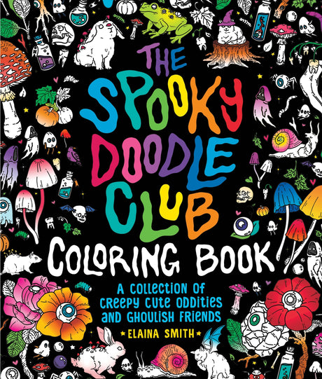 Calling all lovers of eerie aesthetics! This is your invitation to enter a delightfully dark world of pretty poisons, curious crystals, moon bunnies, freaky frogs, magical moths, mystical mushrooms, haunted trinkets, and unbound body parts. Each collage-style page of The Spooky Doodle Club Coloring Book is packed with hand drawn details waiting to be brought to life (or maybe even back from the dead) with a rainbow of colors.