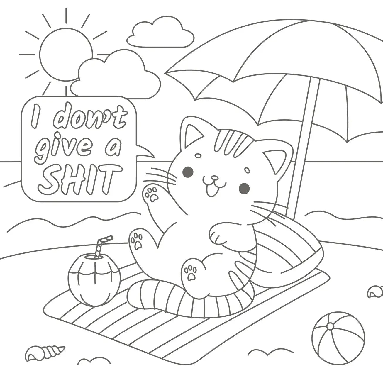 Unleash your creativity with this hilarious adult coloring book

Combining cute, cozy cats, the therapeutic benefits of coloring and plenty of colorful language, this sweary book turns purr-fectly innocent cats and kittens into feisty foul-mouthed furballs.

Stressed out after a long day? Channel your frustrations through coloring. Use pens, pencils, crayons, markers or any medium you'd like to bring each image to life with color and calm your mind.

Nestled within the covers of this book, you will find:
- 