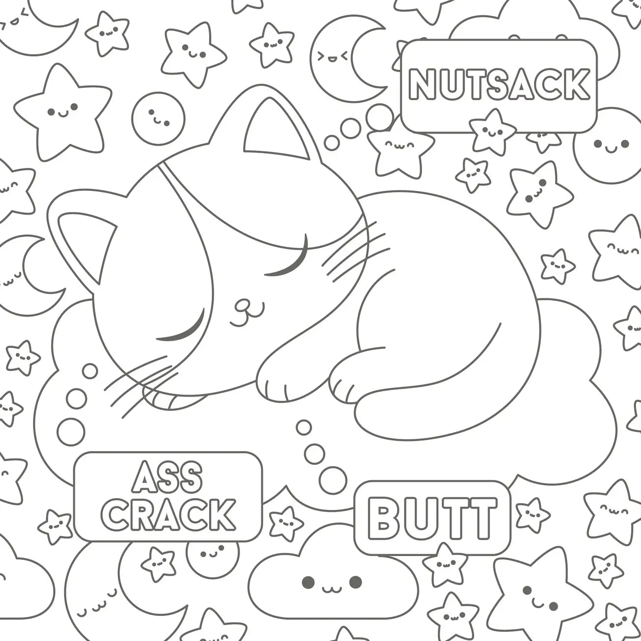 Unleash your creativity with this hilarious adult coloring book

Combining cute, cozy cats, the therapeutic benefits of coloring and plenty of colorful language, this sweary book turns purr-fectly innocent cats and kittens into feisty foul-mouthed furballs.

Stressed out after a long day? Channel your frustrations through coloring. Use pens, pencils, crayons, markers or any medium you'd like to bring each image to life with color and calm your mind.

Nestled within the covers of this book, you will find:
- 