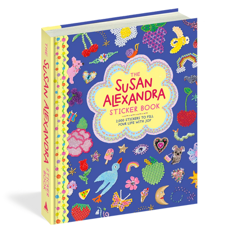 Step inside the joyful world of beloved accessory brand Susan Alexandra with this hardcover sticker book, featuring more than 700 stickers that can be used to decorate your life with a bold sense of color, humor, and play.

Susan Alexandra’s signature beaded goods and playful designs are transformed across more than two hundred pages of visual delight, filled with peel-away stickers that evoke the brand’s iconic motifs of flowers, foods, animals and critters, shoes, purses, charms, cheeky phrases, and other