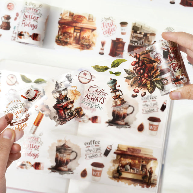 Introducing our Caffeine Canvas Washi Tape Set, a must-have for coffee lovers and craft enthusiasts alike! This set brings together the perfect blend of creativity and caffeine, featuring a delightful assortment of coffee-related designs.

Indulge your artistic side as you adorn your journals, scrapbooks, and DIY projects with these charming coffee-themed patterns. From your favorite local coffee shops to aromatic coffee beans, this set offers a range of designs that capture the essence of your favorite