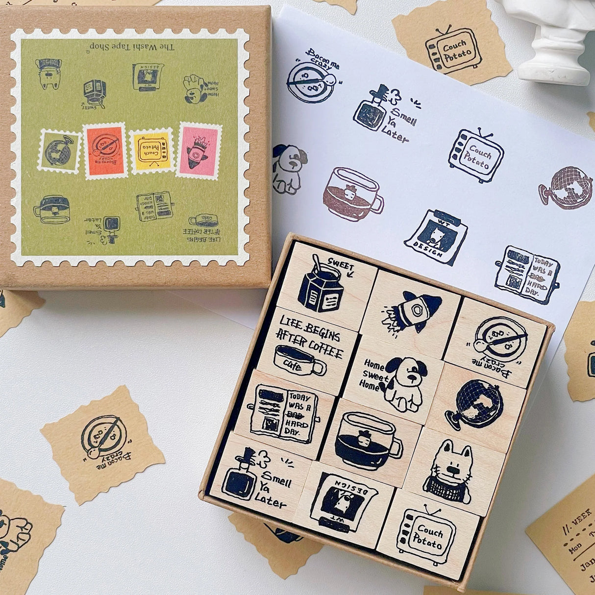 Introducing the Couch Potato Stamp Set—a laid-back collection of fun doodles that totally get your chill vibes. From cozy puppies and steaming mugs to overdue calendars and TV marathons, these stamps are here to help you decorate your downtime. Whether you’re journaling your lazy Sunday or planning your next “do nothing” day, this set brings comfy, cozy energy to every page.