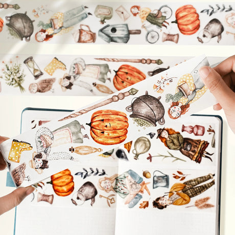 Dressed in layered coats and boots, she wanders through an amber-toned world — gathering herbs, scribbling notes, and carrying books bound in whispers and mystery.
A tribute to autumn’s quiet magic: thoughtful, earthy, and steeped in imagination.
With potion jars, falling leaves, and hidden knowledge tucked in every corner, this tape invites you to create your own enchanted season.