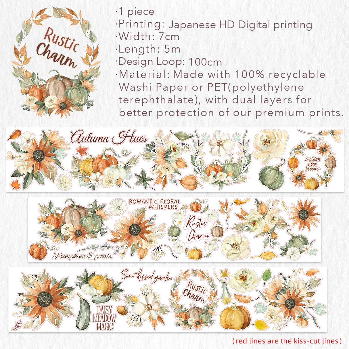 The Washi Tape Shop - Pre-cut Autumn Hues Wide PET Tape