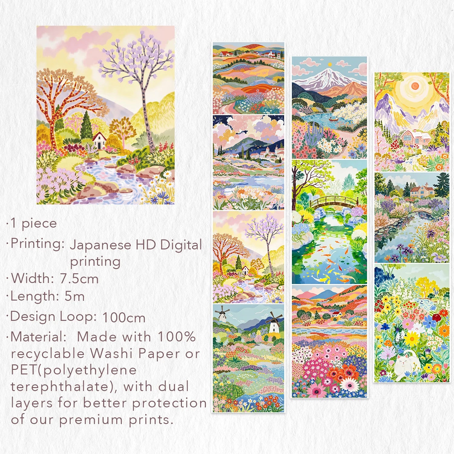 Turn your journal pages into a moving art gallery with the Spring Canvas tape. True to its name, this wide tape features exquisite, hand-painted watercolor artwork that captures the fluid beauty of nature in bloom.