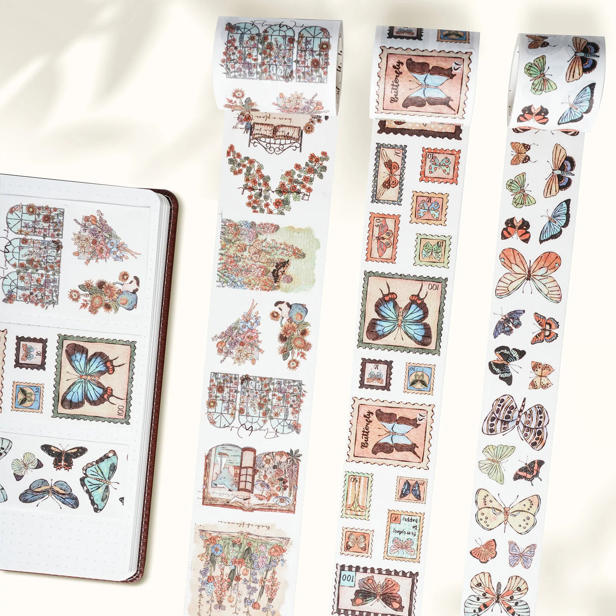 Love butterflies? Obsessed with vintage stamps? This one’s for you. Our Stamped Wings Washi Tape Sticker Set brings together dreamy butterflies, delicate florals, and charming postal vibes — all wrapped up in a washi tape that peels off like stickers! Perfect for decorating letters, journals, planners, or anything else that could use a flutter of whimsy and a sprinkle of nostalgia.