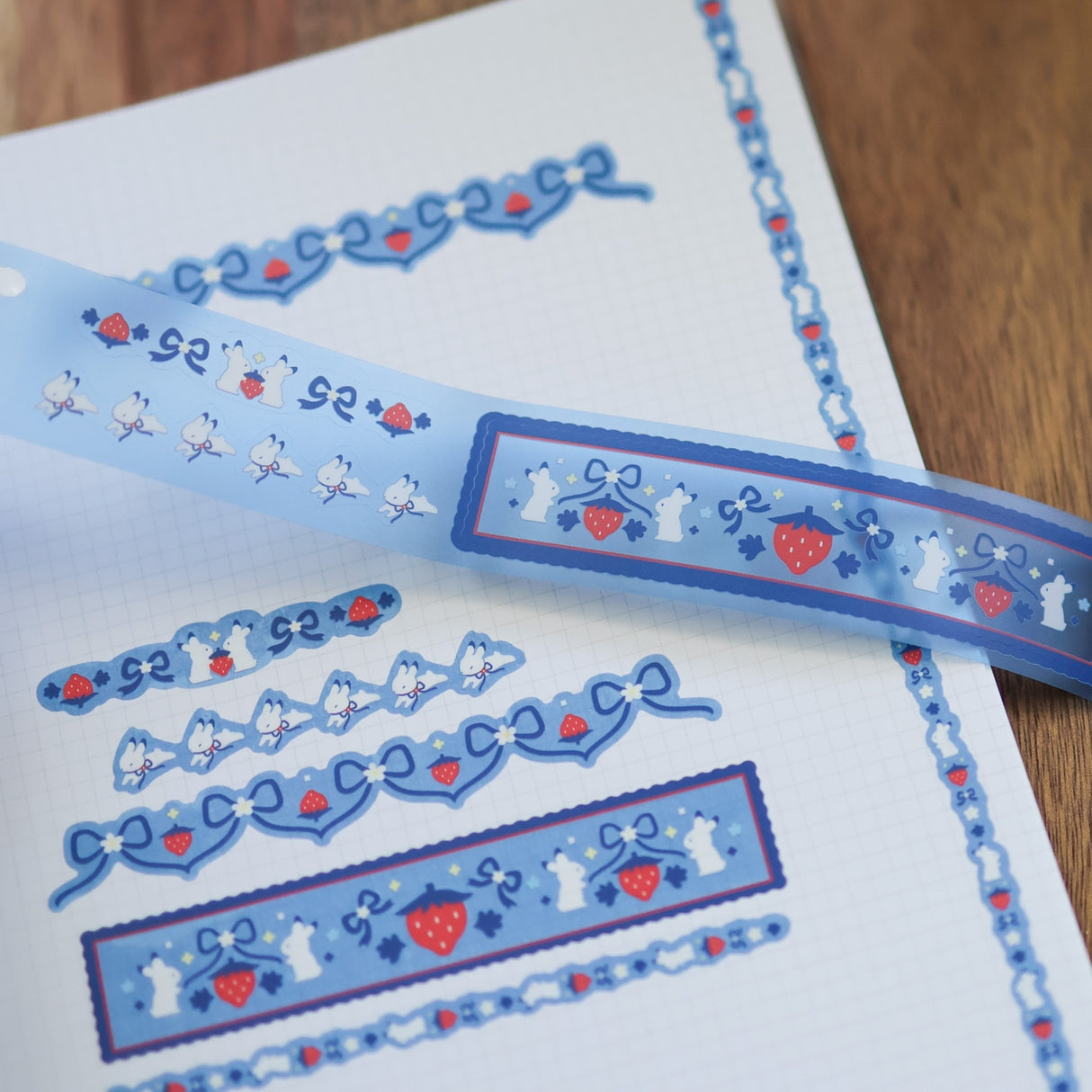 Thousand Skies Kiss Cut Pet Tape - Strawberry Bunnies