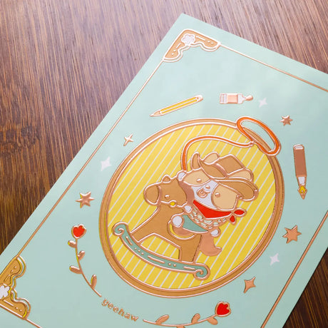 Thousand Skies - Corgi Cowboy Postcard

A playful and colorful illustration to brighten someone's day.

• 4 in x 6 in postcard
• Matte finish with brown embossing
• Heavy Cardstock

Please consider that monitor calibrations are all different. The color you see might slightly differ from the photo.

Design ©Thousand Skies