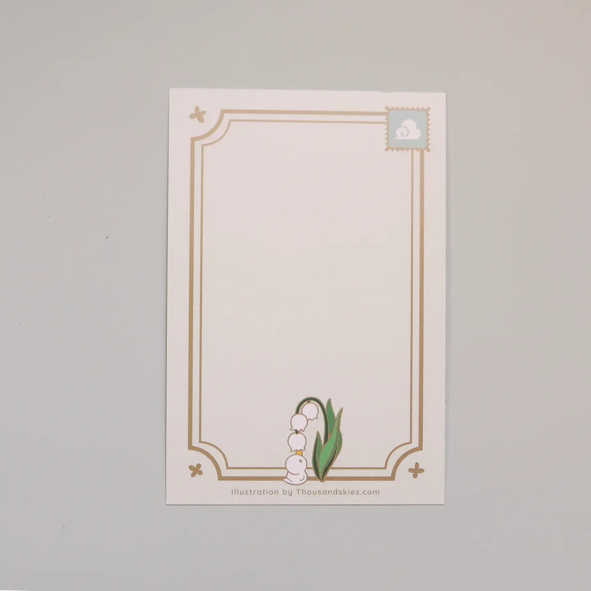 Thousand Skies - Lily of the Valley Postcard

A playful and colorful illustration to brighten someone's day.

• 4 in x 6 in postcard
• Matte finish with gold embossing
• Heavy Cardstock

Please consider that monitor calibrations are all different. The color you see might slightly differ from the photo.

Design ©Thousand Skies
