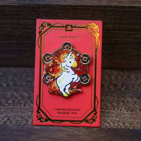 The pin size is roughly 1.6" inches
Limited edition pin to celebrate 2026 - the year of the fire horse.
The pin design symbolizes good fortune and prosperity.&nbsp;
We will not restock this pin once it is sold out.

The pins have butterfly clutches for added security. You can pin them to your jacket, fabric bag, or hat. The pins will be mailed in a padded envelope for additional protection.

Please consider monitor calibrations are all different. The color you see might slightly differ from the photo.&nbsp;